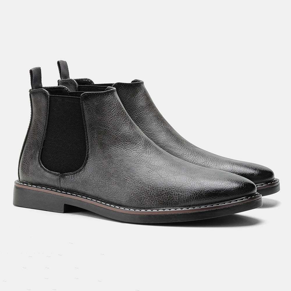 Men's classic Chelsea boots Bruno in Grey – pair on white background