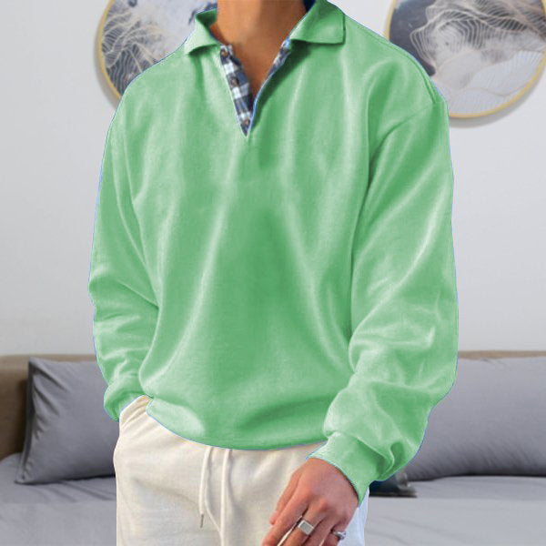 Men's Polo Collar Jumper – Elian in Green, front view