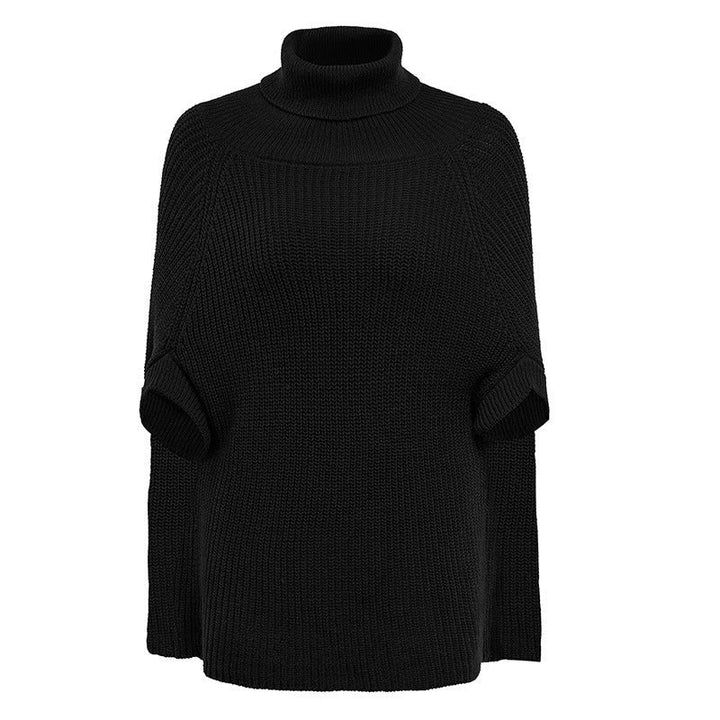 Women's poncho cape jumper Martha in Black – product shot