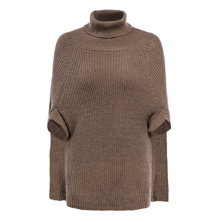 Women's poncho cape jumper Martha in Camel – product shot