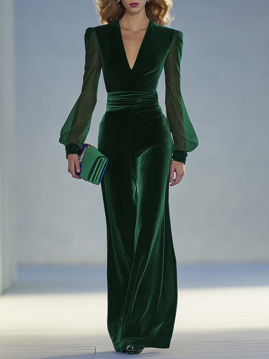 Anastasia -Elegant jumpsuit with mesh sleeves
