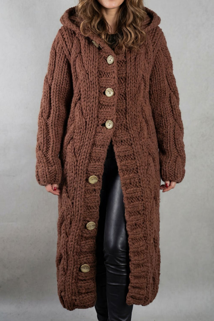 Women's Oversized Hooded Cable Knit Cardigan Coat – Primrose