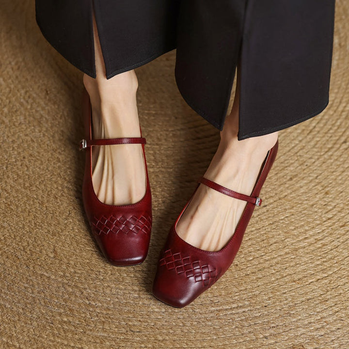 Women's Square Toe Leather Mary Jane Flats – Verity