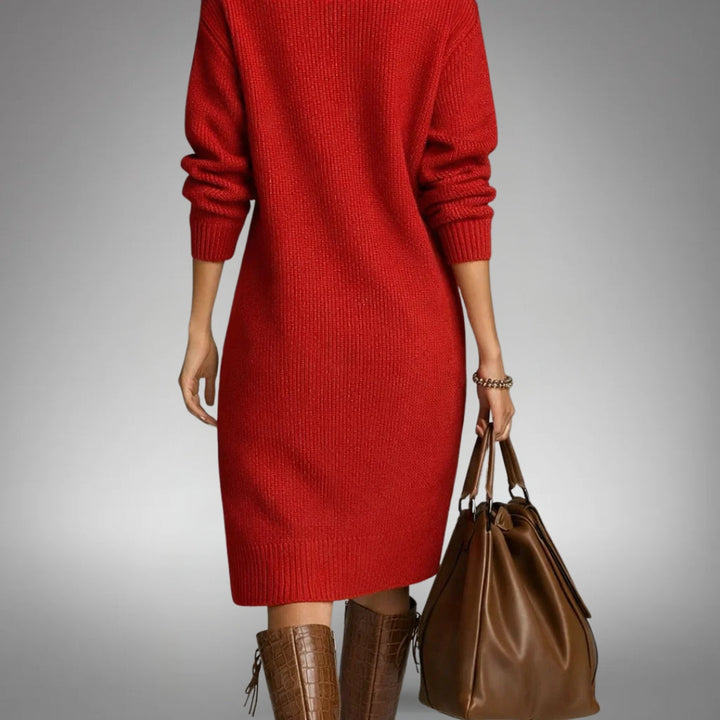 Women's Knitted Jumper Dress with Button Collar – Elyon