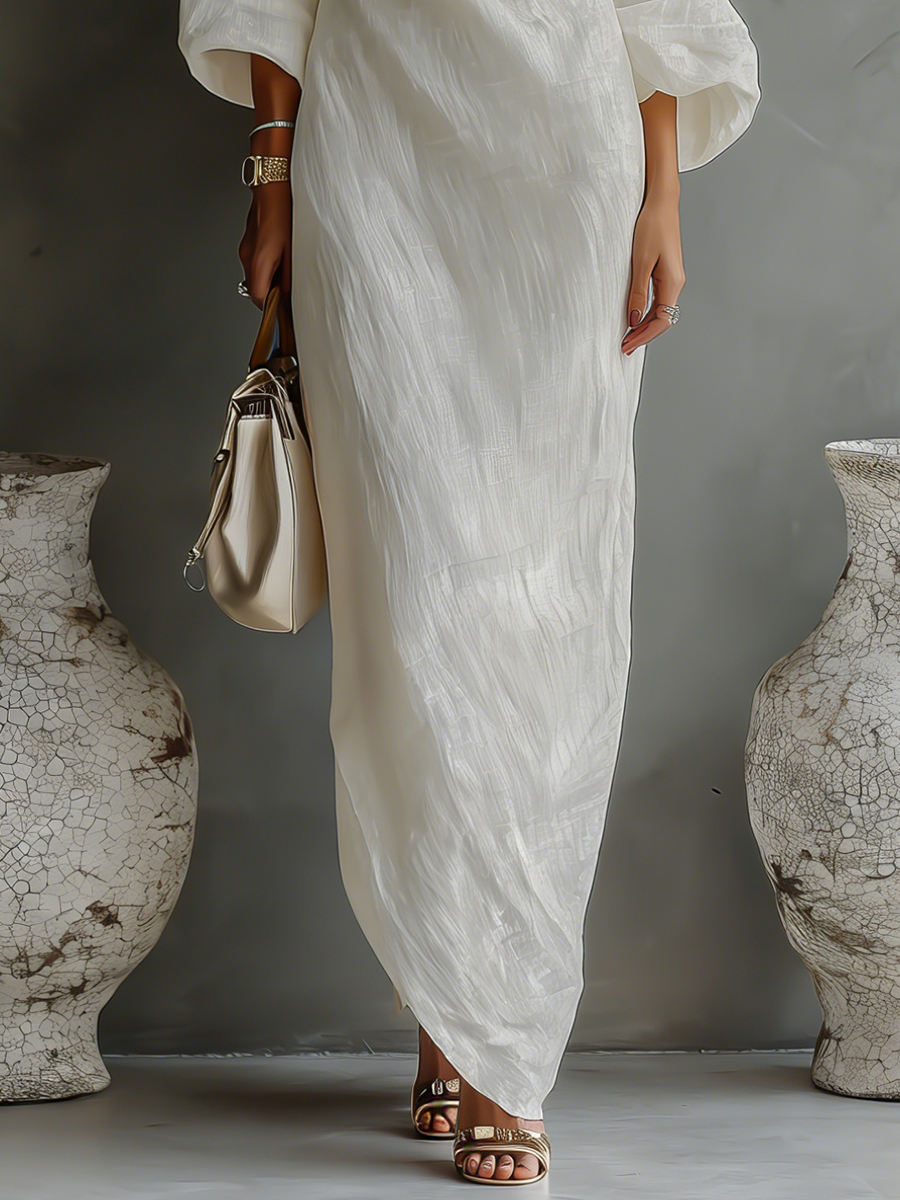 Aurora | Ivory One-Shoulder Flowing Maxi Dress
