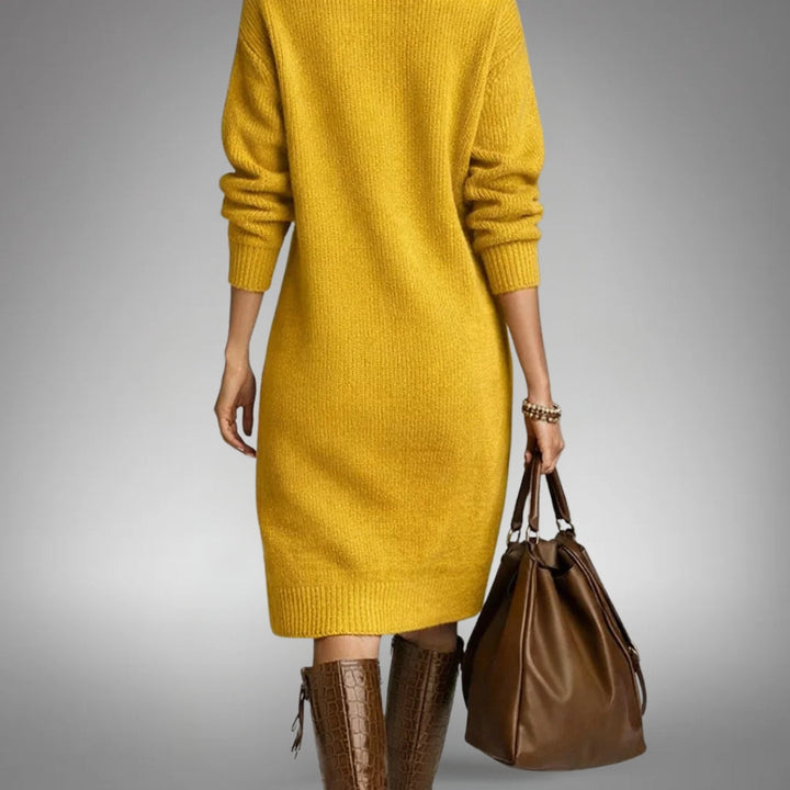 Women's Knitted Jumper Dress with Button Collar – Elyon