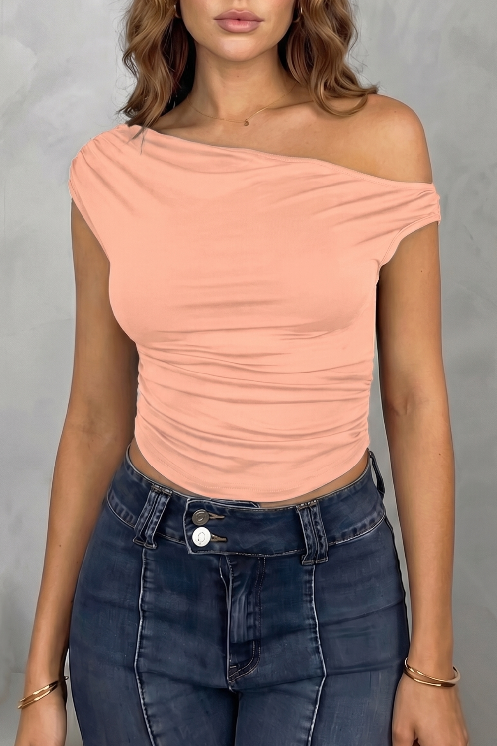Women's Ruched One-Shoulder Top - Sanvienne