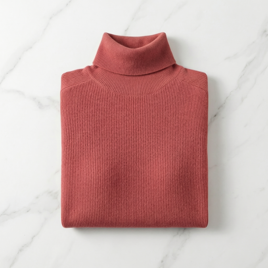 Phyllis - Women's cashmere roll neck in Red – front view