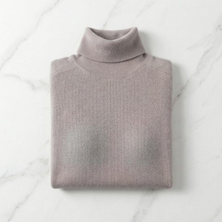 Phyllis - Women's cashmere roll neck in Grey – front view