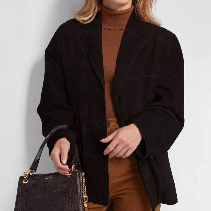 Melrose women's lapel jacket in Black – front view
