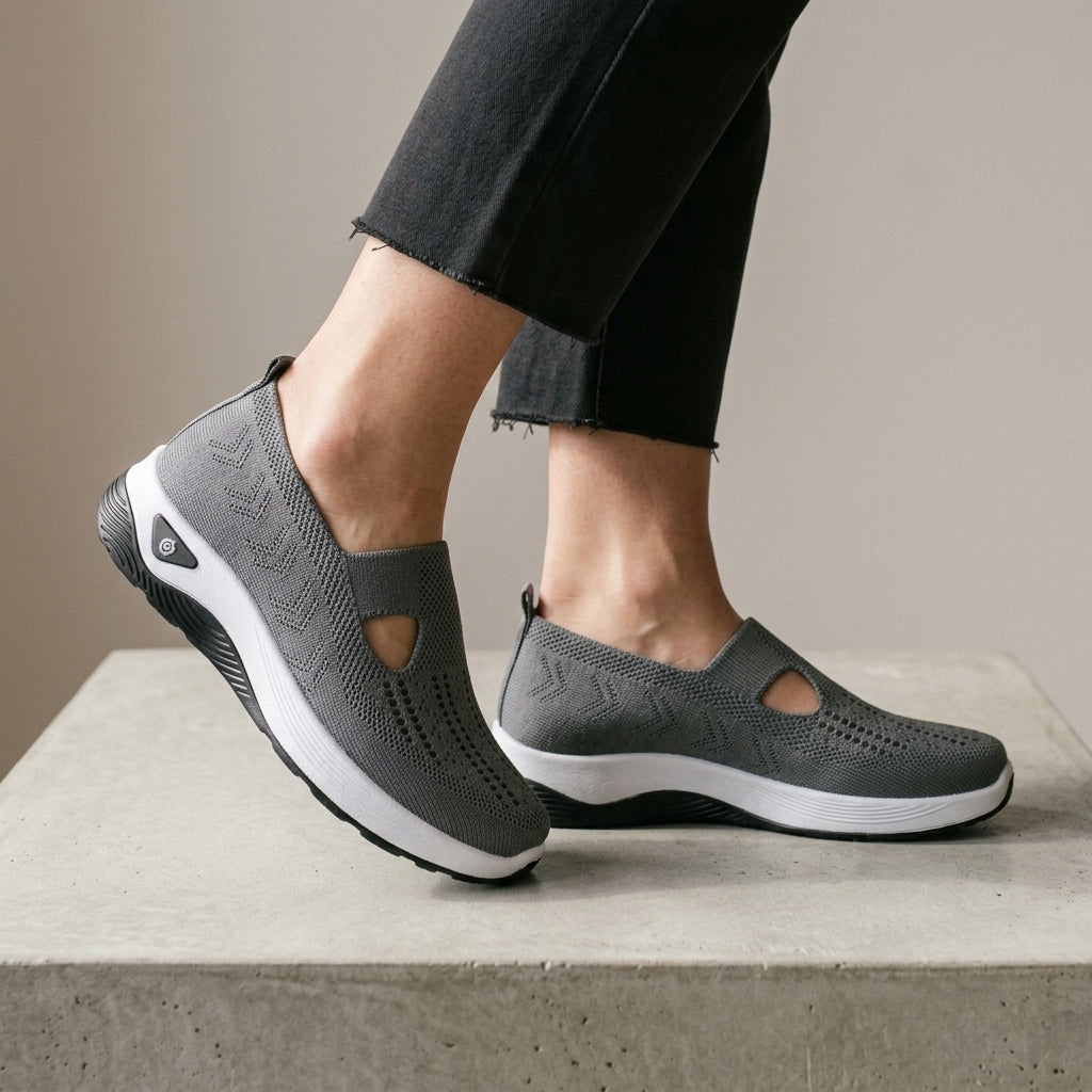 Women's Orthopaedic Knit Slip-On Trainers Vienna – Dark Grey – side