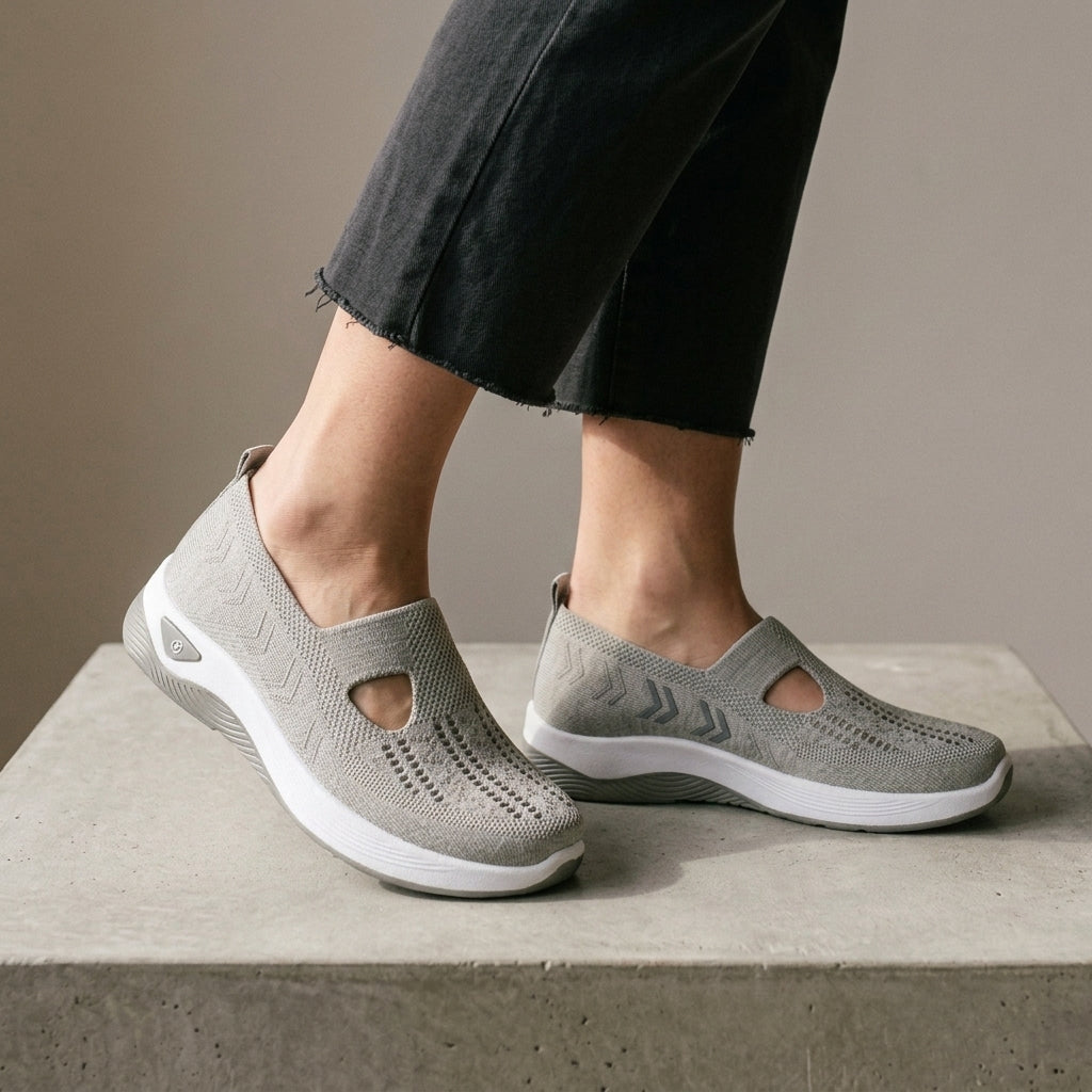 Women's Orthopaedic Knit Slip-On Trainers Vienna – Light Grey – side