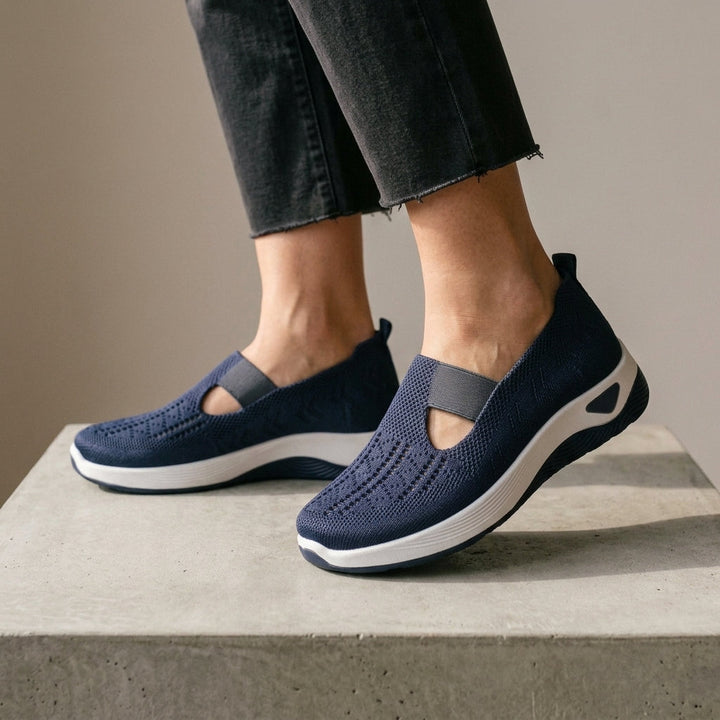 Women's Orthopaedic Knit Slip-On Trainers Vienna – Navy – side