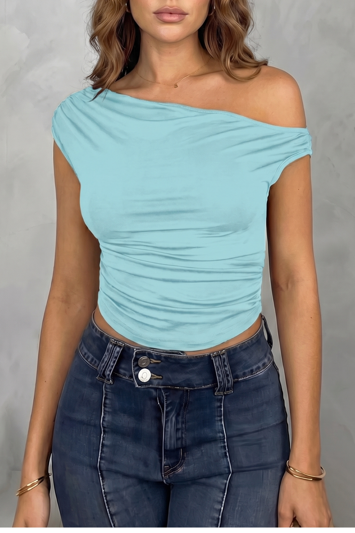 Women's Ruched One-Shoulder Top - Sanvienne