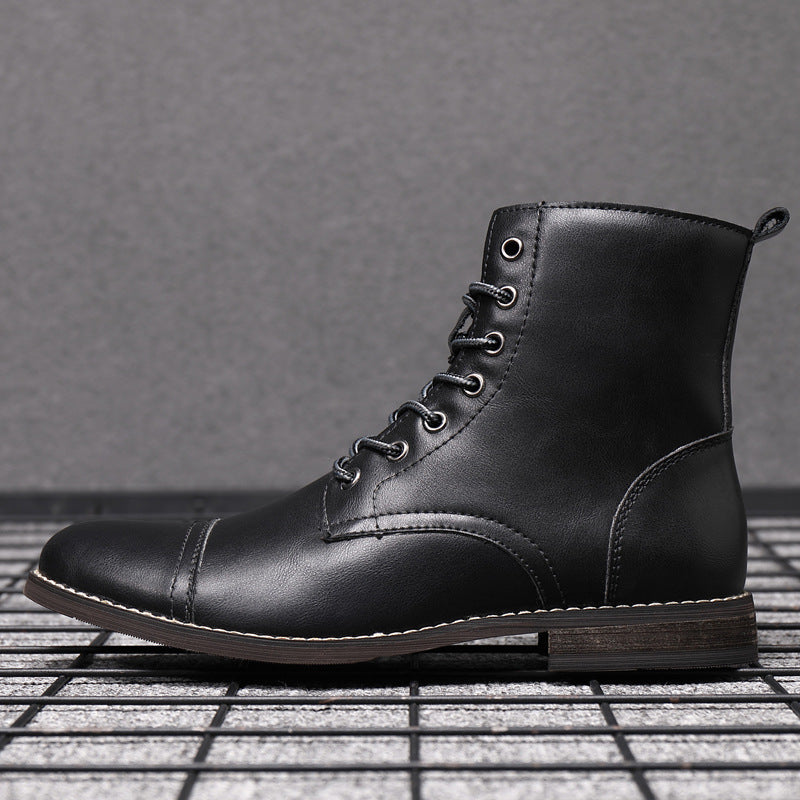 Men's toe-cap lace-up boots Christian in Deep Black – side profile