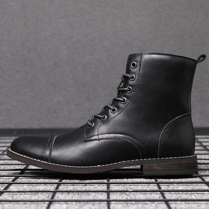 Men's toe-cap lace-up boots Christian in Deep Black – side profile
