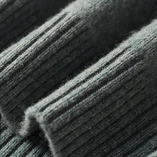 Soft knit roll neck jumper – close-up of ribbed knit detail