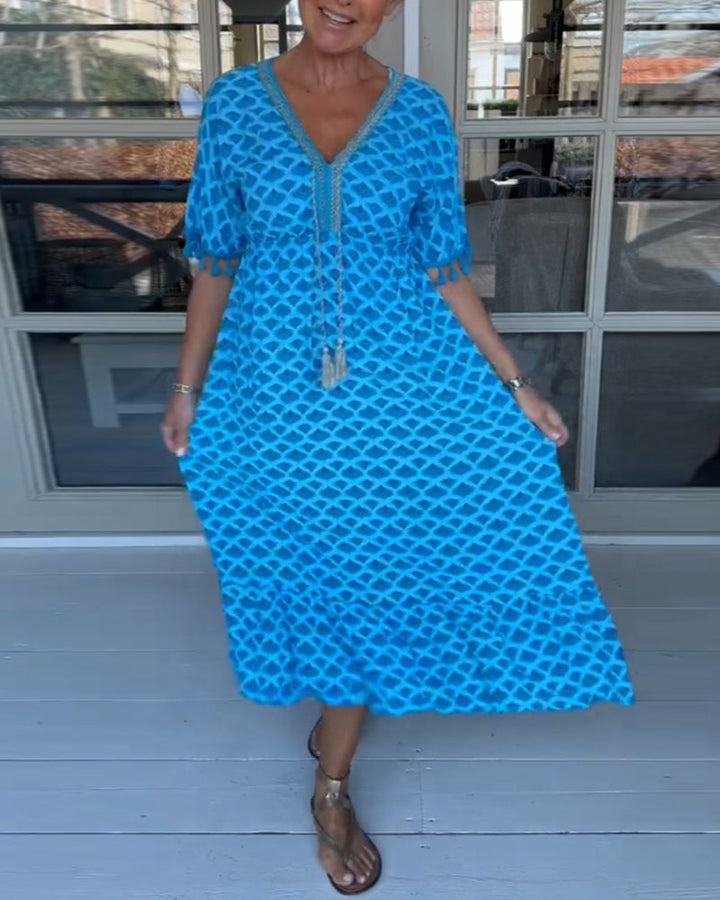 Ania - V Neck Printed Dress