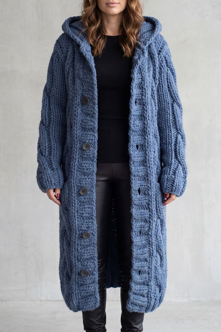 Women's Oversized Hooded Cable Knit Cardigan Coat – Primrose