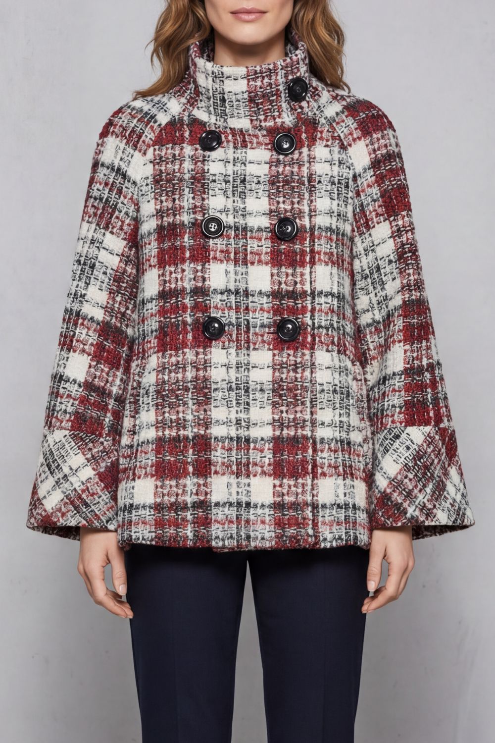 Women's Vintage Check Flare Wool Cape Coat – Opal