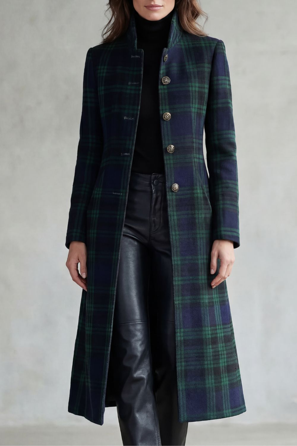Women's Highland Check Silhouette Wool Blend Coat – Celestine