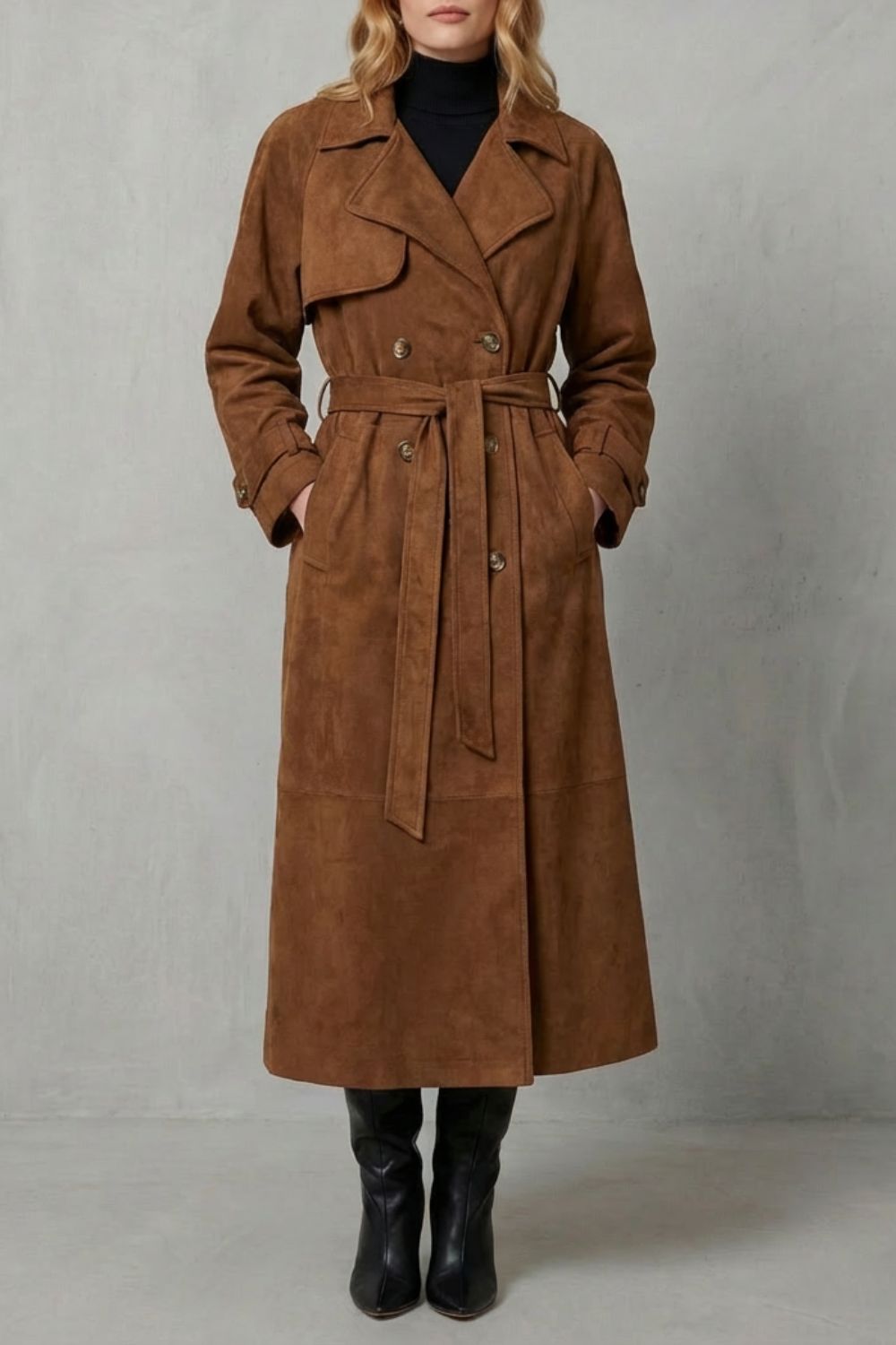 Women's Elegant Suede Trench Coat – Mabel
