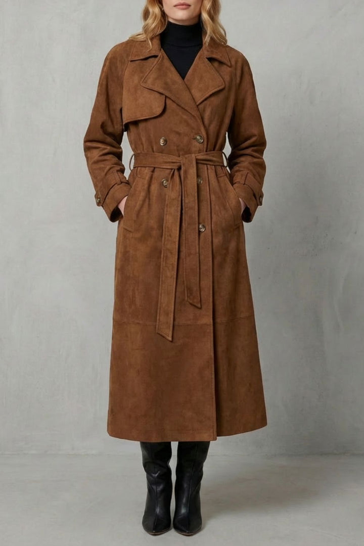 Women's Elegant Suede Trench Coat – Mabel