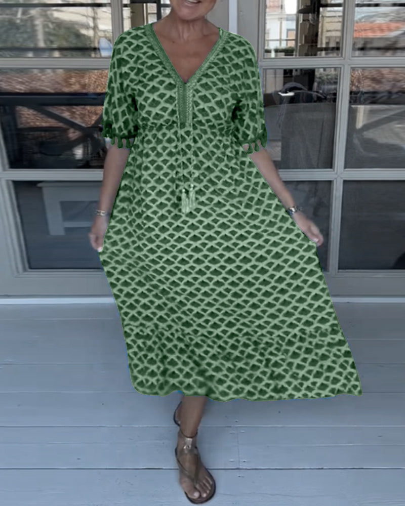 Ania - V Neck Printed Dress