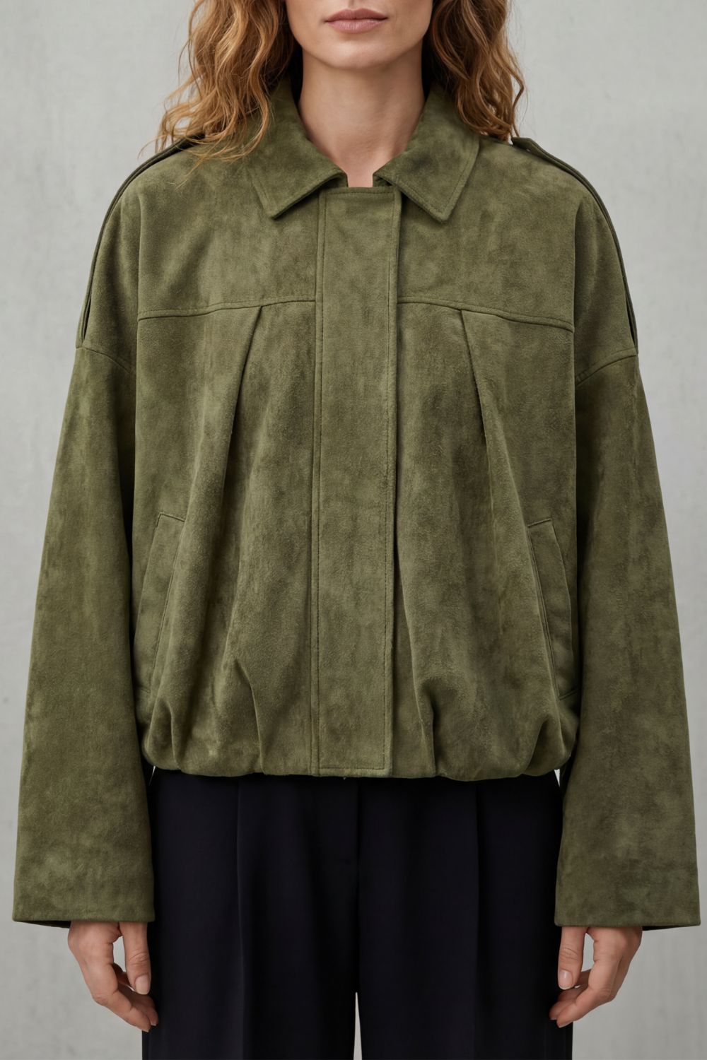 Women's Sculpted Volume Suede Bomber Jacket – Vesper