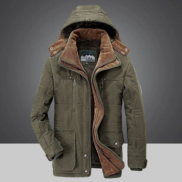 Men's Fleece-Lined Hooded Parka Kenley in Green – front view