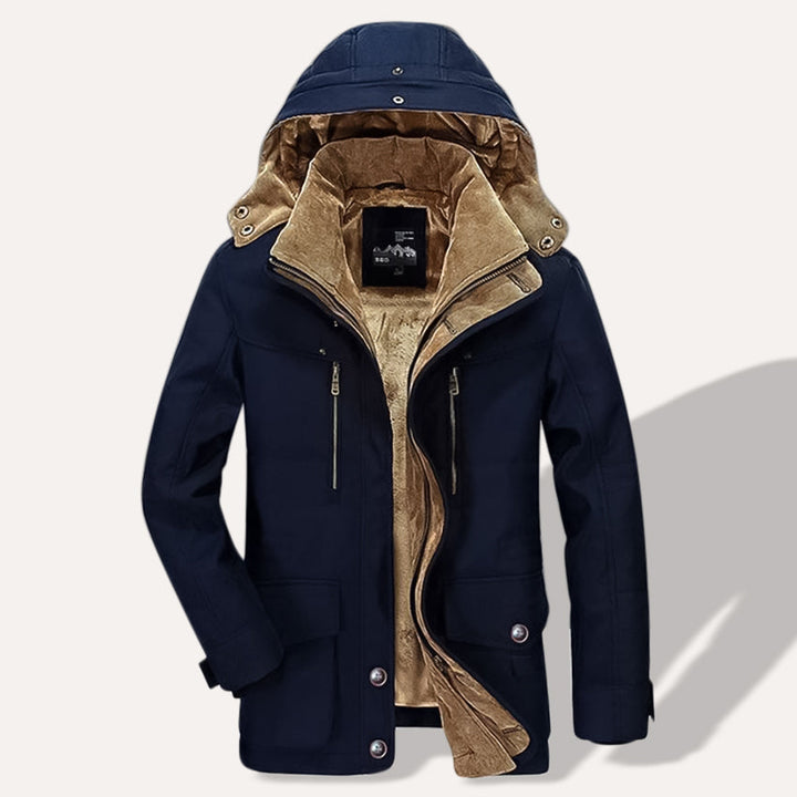 Men's Fleece-Lined Hooded Parka Kenley in Blue – front view