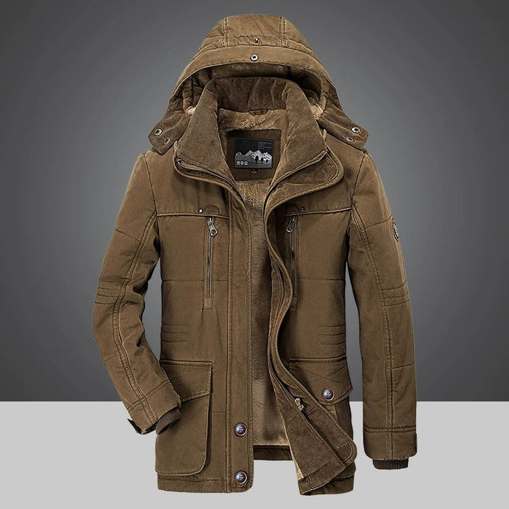 Men's Fleece-Lined Hooded Parka Kenley in Brown – front view
