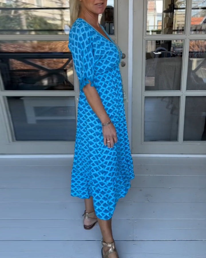 Ania - V Neck Printed Dress