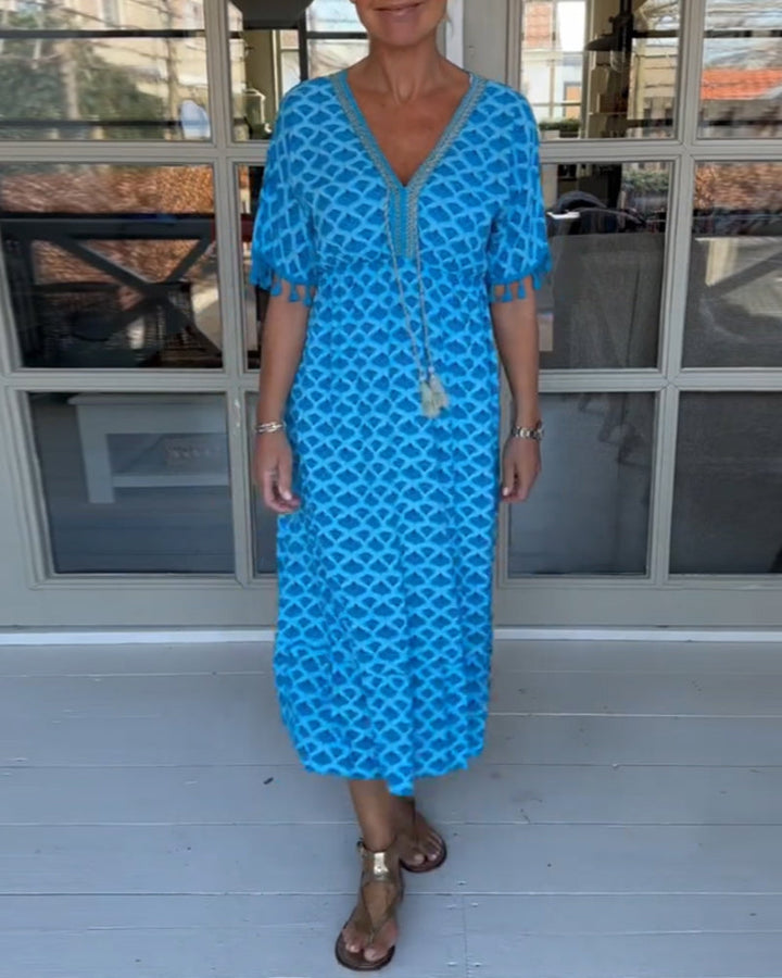 Ania - V Neck Printed Dress