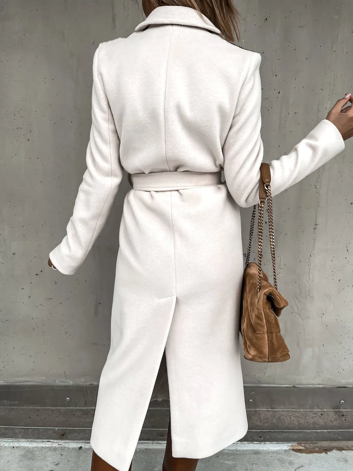 Women's belted wrap coat Lettie in White – back view