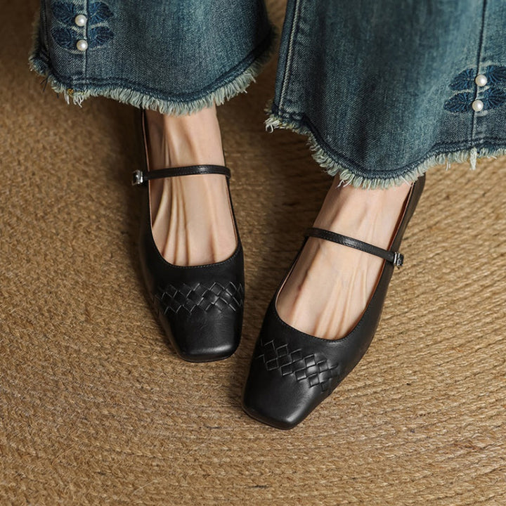 Women's Square Toe Leather Mary Jane Flats – Verity