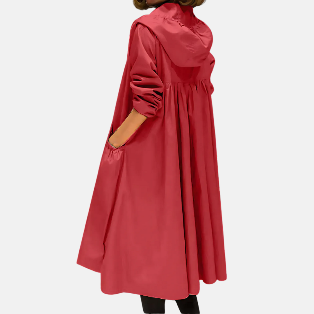 Women's hooded raincoat Zandra in Red – back view