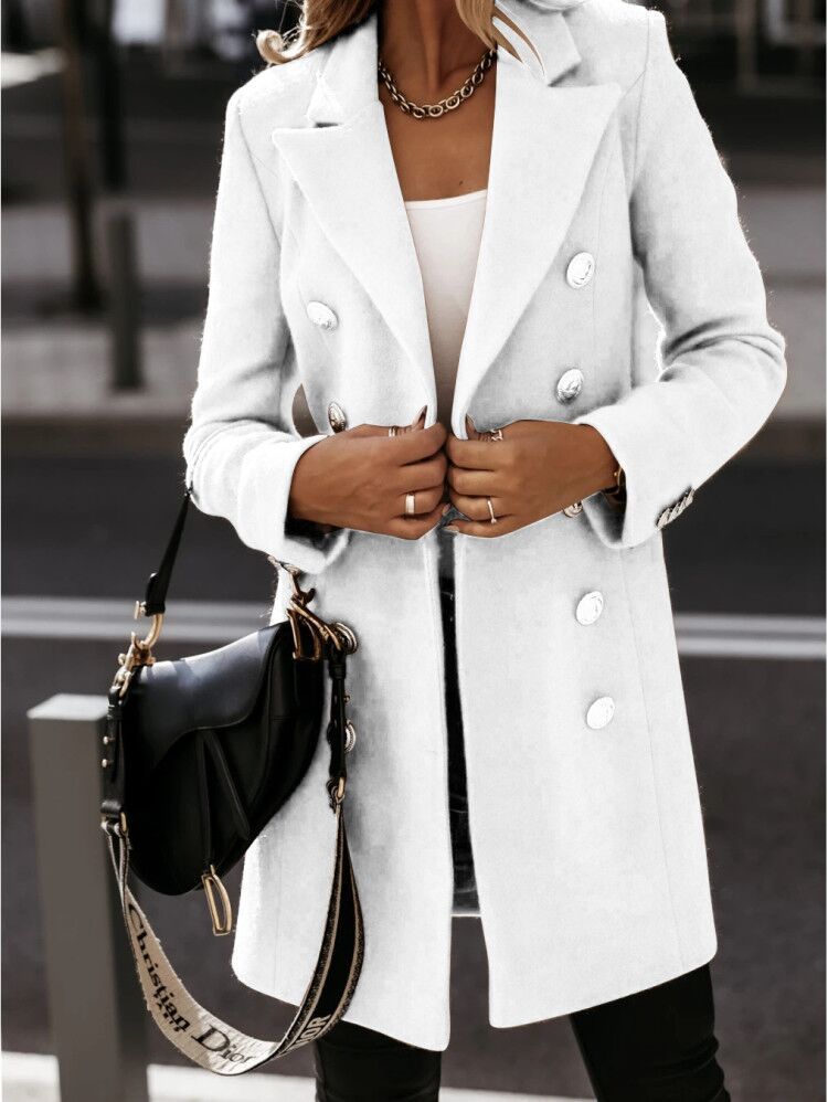 Women's Double-Breasted Blazer Coat with Notch Lapel