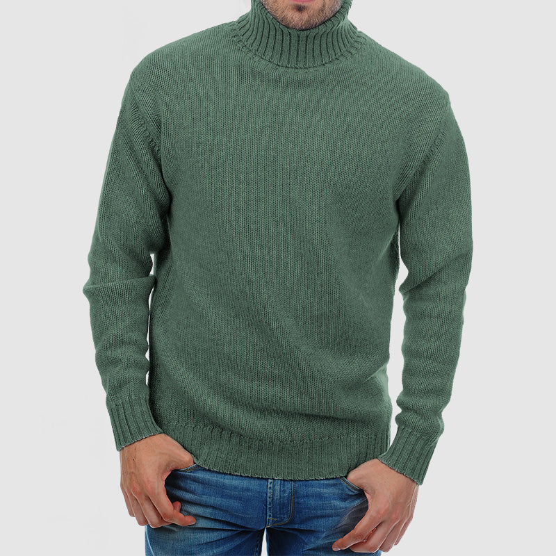 Men's Chunky Roll Neck Jumper – Blakeney in Green, front view