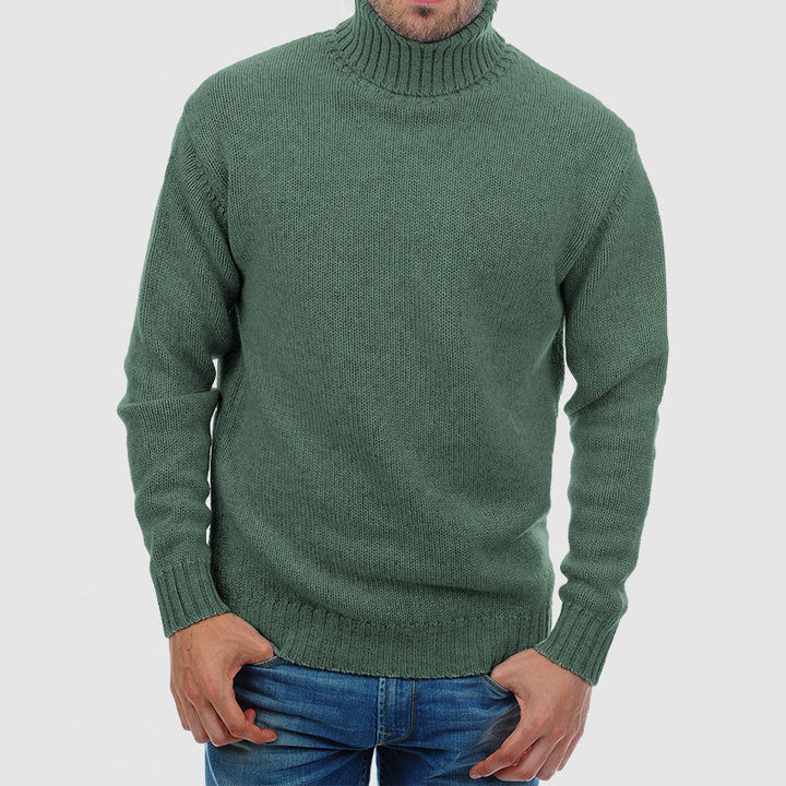Men's Chunky Roll Neck Jumper – Blakeney in Green, front view