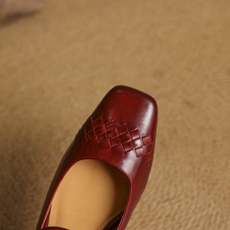Women's Square Toe Leather Mary Jane Flats – Verity