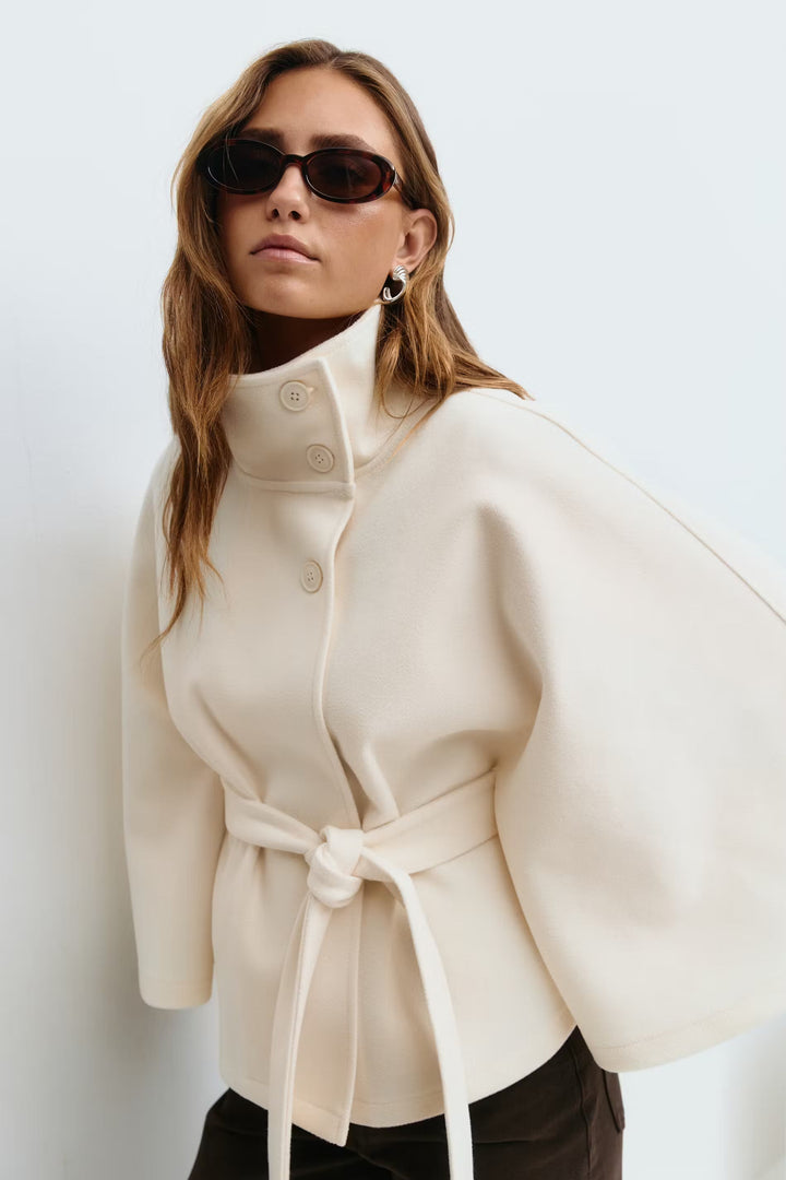 Slaidburn women's cape coat in Cream – front view