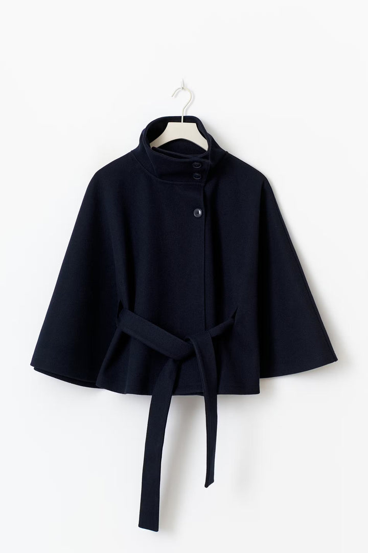 Slaidburn women's cape coat in Navy Blue – front view