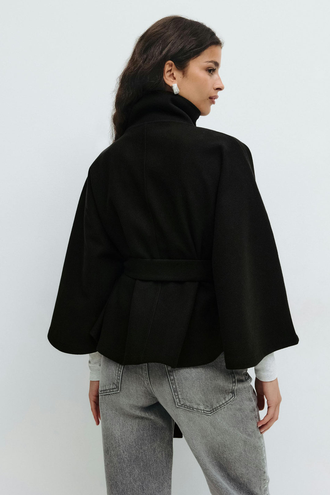 Slaidburn women's cape coat in Black – back view
