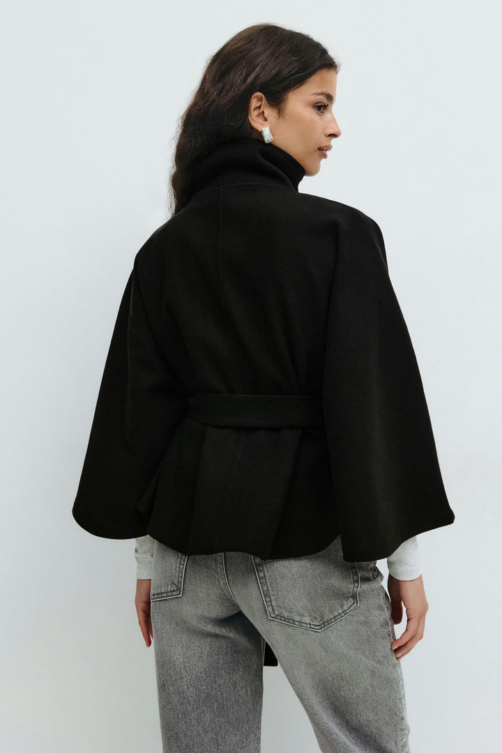 Slaidburn women's cape coat in Black – back view