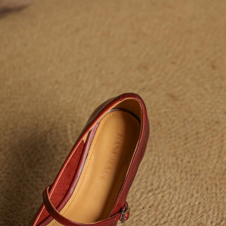 Women's Square Toe Leather Mary Jane Flats – Verity