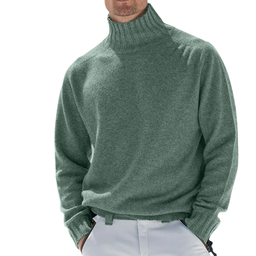 Men's Soft Knit Roll Neck Jumper – Kaius in Green, front view