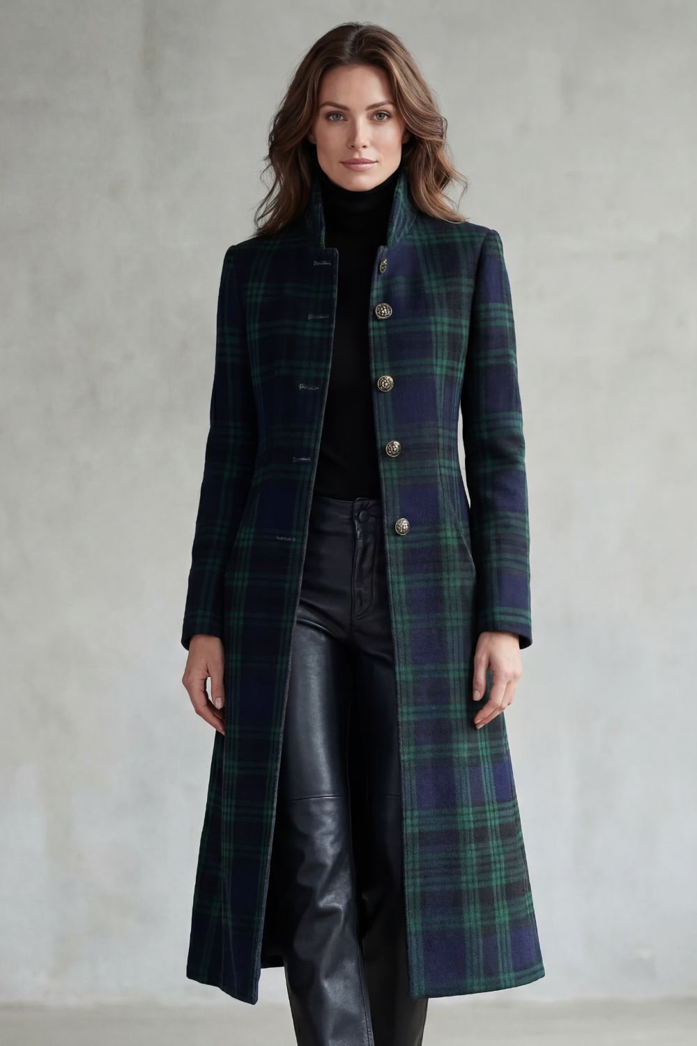 Women's Highland Check Silhouette Wool Blend Coat – Celestine