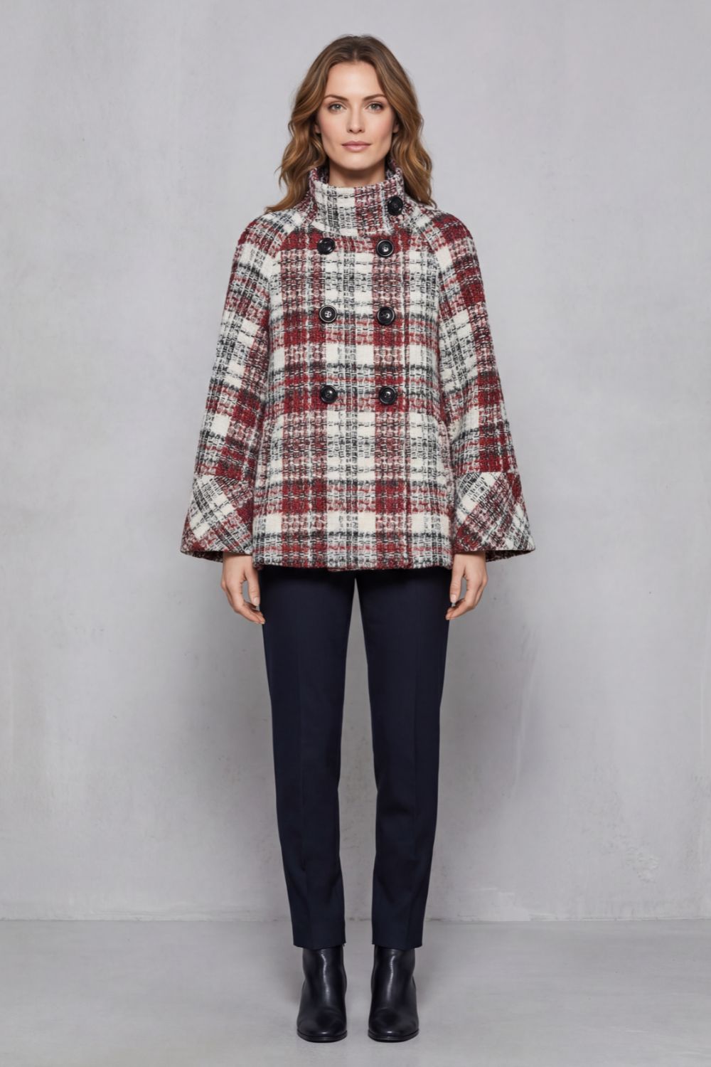 Women's Vintage Check Flare Wool Cape Coat – Opal