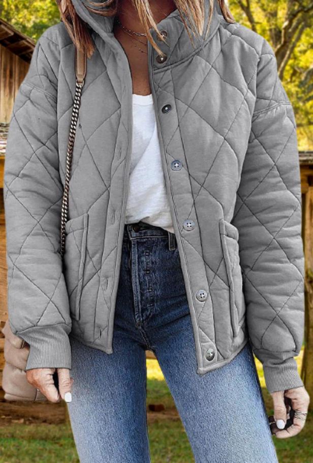 Brora women's quilted jacket in Grey – front view